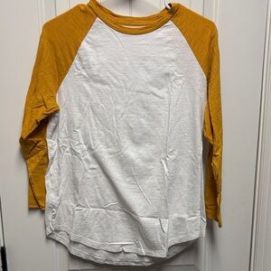 Old Navy Mustard and White Raglan Tee